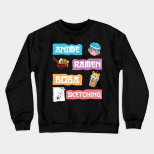 Anime Boba Sketching Japanese Culture Crewneck Sweatshirt